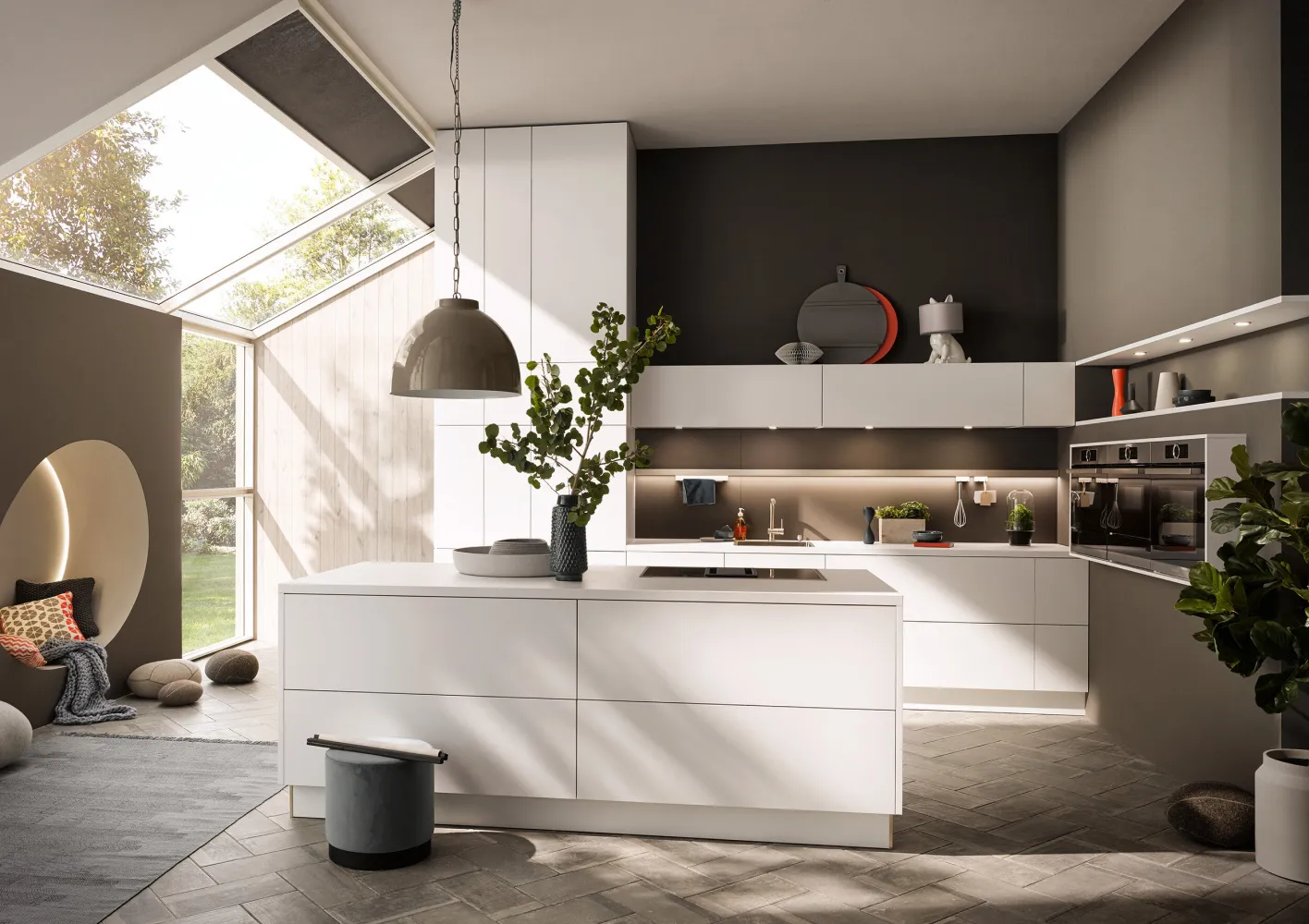 bright open plan kitchen